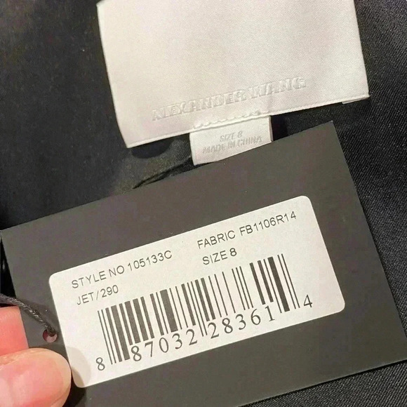 NWT Alexander Wang Virgin Wool Black Open Front Blazer Jacket Leather Trim 8 - Picture 12 of 12